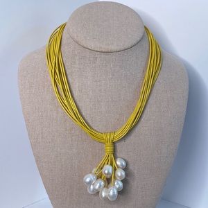 Artisan Cord and Pearl Necklace Yellow
